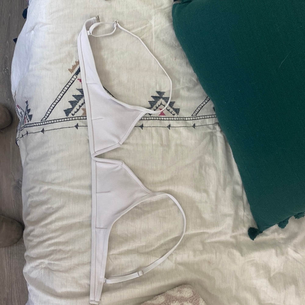White, deep v bikini top